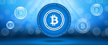 Creative Wrapped Bitcoin (WBTC) crypto currency coin with symbol of the virtual electronic cash. Vector illustration template for banners, web backgrounds and wallpaper design.