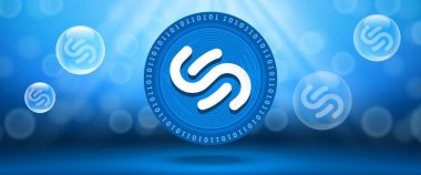 Solend SLND 3D crypto coin financial technology concept vector illustration banner and background