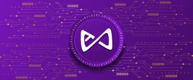 Creative Axie Infinity AXS block chain technology based cryptocurrency coin banner and background vector illustration