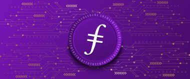 Creative Filecoin FIL block chain technology based cryptocurrency coin banner and background vector illustration
