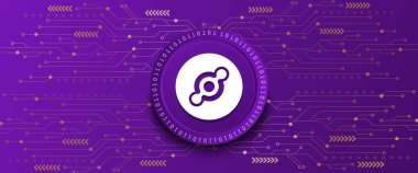 Creative Helium HNT block chain technology based cryptocurrency coin banner and background vector illustration