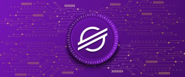 Creative Stellar (XLM) block chain technology based cryptocurrency coin banner and background vector illustration