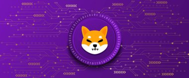 Creative Shiba Inu (SHIB) block chain technology based cryptocurrency coin banner and background vector illustration