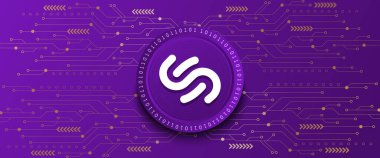 Solend SLND technology banner illustration. 3D crypto coin vector template.