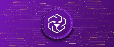 Creative UNUS SED LEO (LEO) block chain technology based cryptocurrency coin banner and background vector illustration