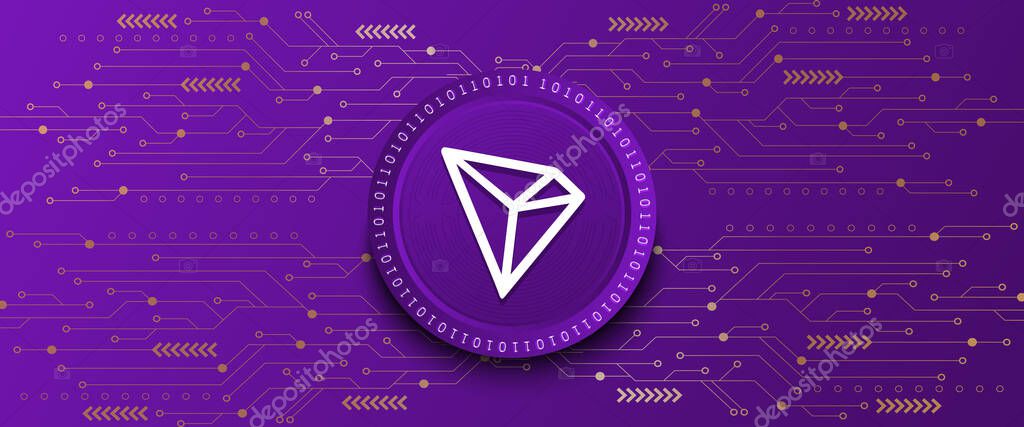 Creative Tron TRX block chain technology based cryptocurrency coin banner and background vector illustration