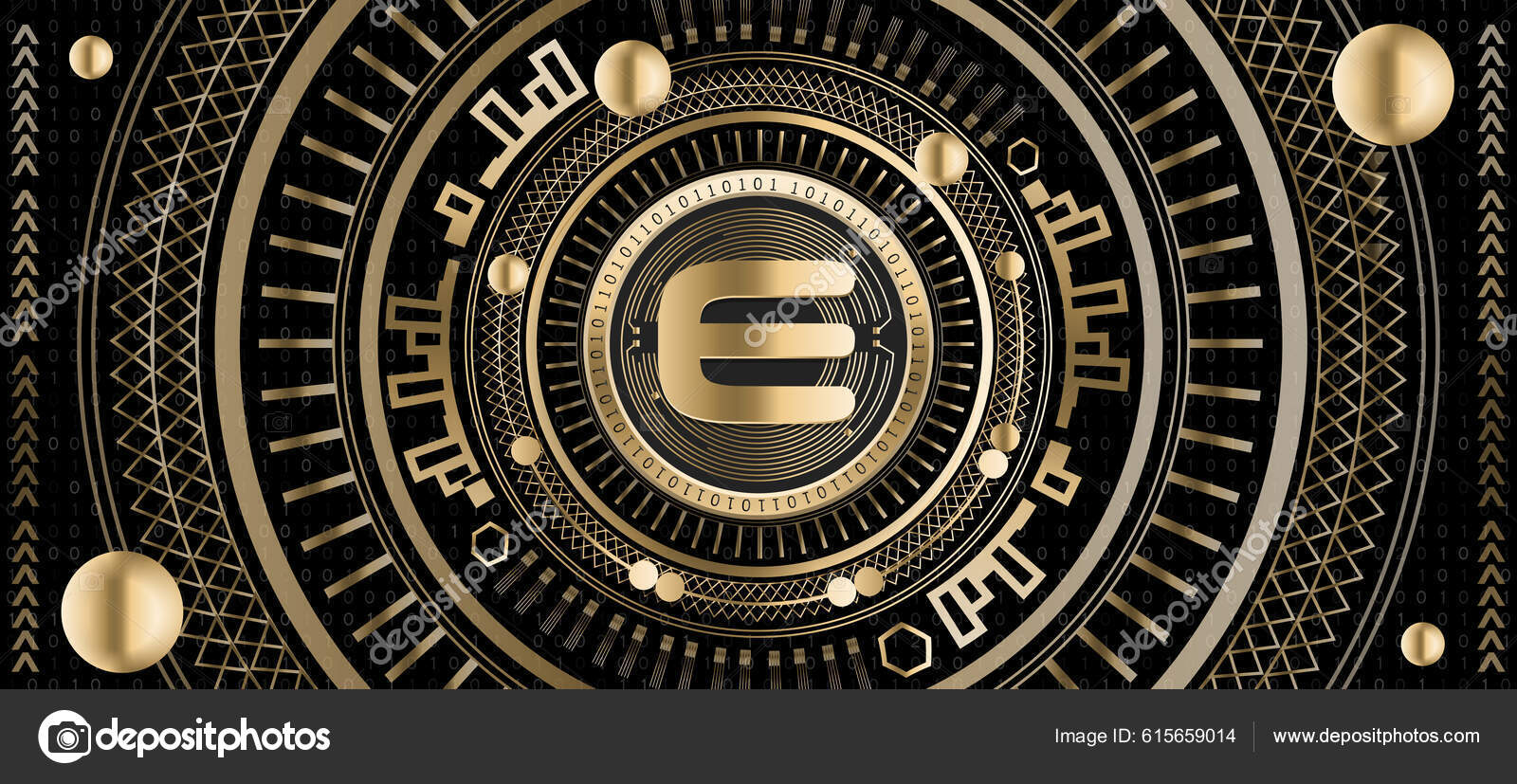 Enjin Enj Coin Luxury Golden Ornamental Vector Background Illustration