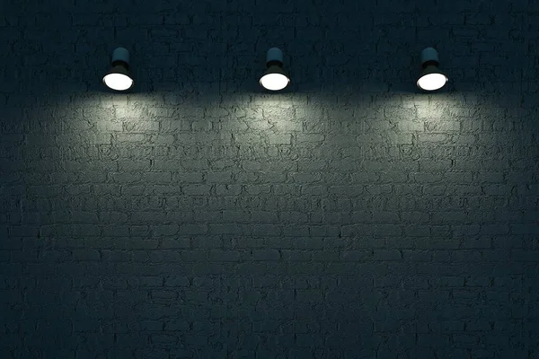 Three Wall Lamps Hang Dark Brick Wall Light Lighting Isolated —  Fotos de Stock