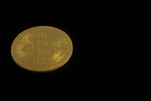 3D illustration of a bitcoin gold coin on a dark isolated background. Cryptocurrency, bitcoin, gold coin on a dark background. 3D graphics