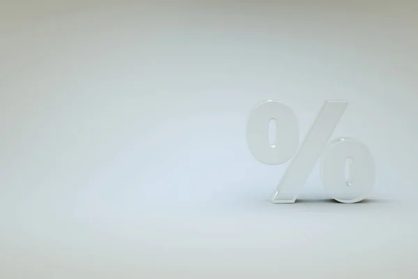 3D percentage icon on a white isolated background. White transparent percentage icon. 3D icon, symbol. 3D graphics, illustration