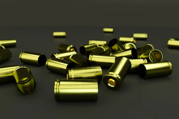 Small Pile Cartridges Dark Isolated Background Golden Bullets Randomly Scattered — Photo
