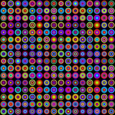 siyah arka plan üzerinde renkli psychedelic daireler