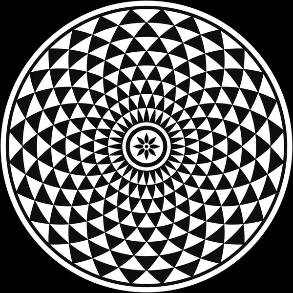 Schwarz-weißes kreisförmiges Fraktal — Stockvektor