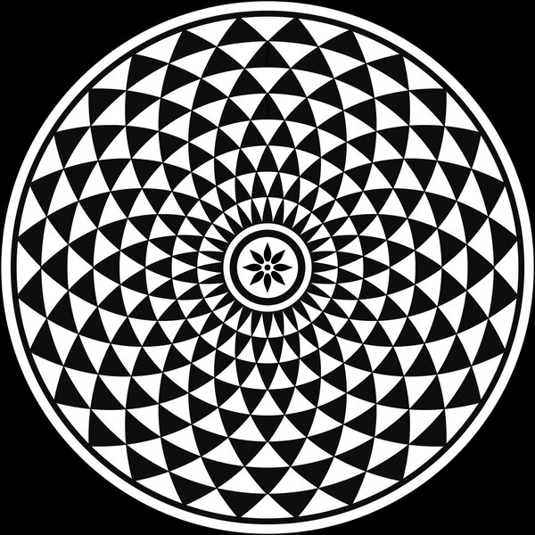 Чёрно-белый круговой фрактал
