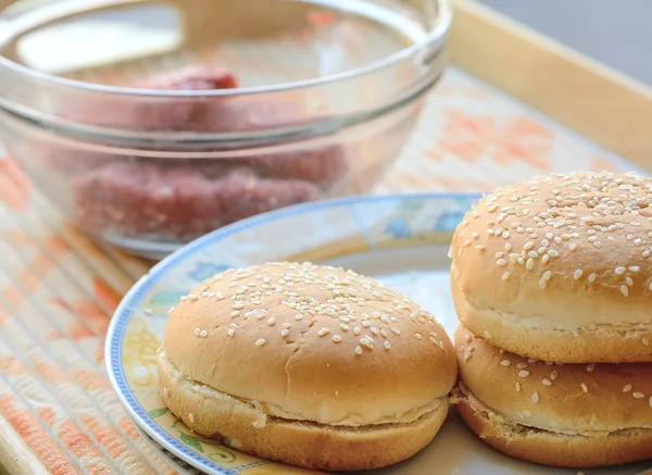 Buns and meat — Stock Photo, Image