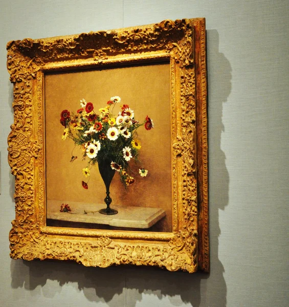 Dekoration mit Blumentopf mit bunten Blumen Stockbild