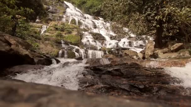 River falls down the stream — Stock Video