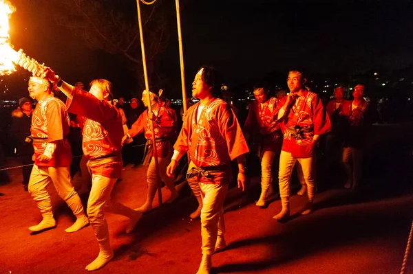 Chinkasai Fire Festival op Itsukushima Shrine — Stockfoto