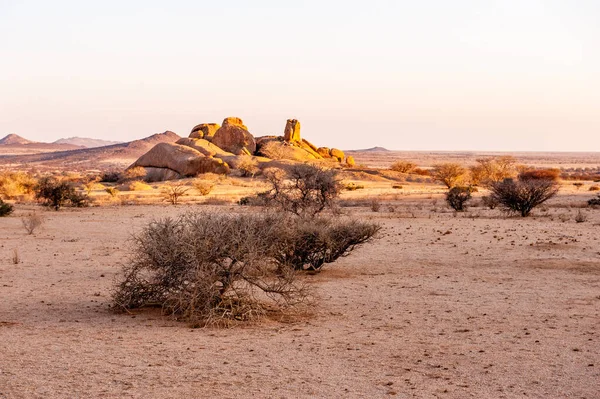 Landscape Shot Namibian Desert Spitzkoppe Sunset — Stock Photo, Image