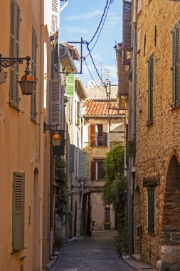 cote d'azur, Fransa. eski Fransız Antibes şehir tipik mimari detaylar