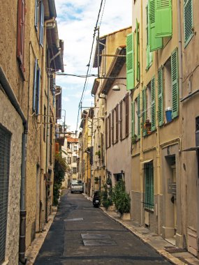 Ekim 2013 yılında cote d'azur, Fransa. eski Fransız Antibes şehir tipik mimari detaylar