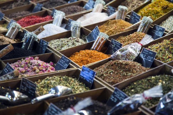 A variety of spices on the counter of the southern market — Stock Photo, Image