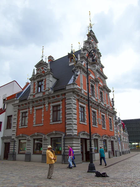 Riga, Latvia. Merchants House of Blackheads, the most beautiful house in the city — Stock Photo, Image