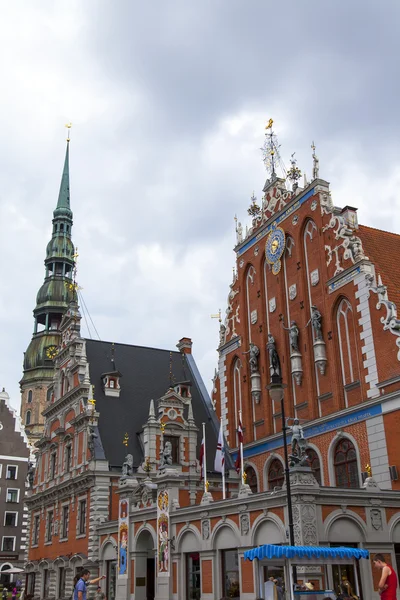 Riga, Letónia. Merchants House of Blackheads, a casa mais bonita da cidade — Fotografia de Stock