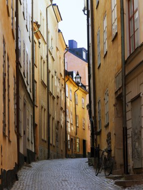 Stockholm. gamla adasında tipik sokak stan, eski şehir