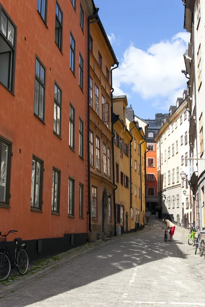 Stockholm. a szűk utcák a régi város a szigeten, a gamla stan — Stock Fotó