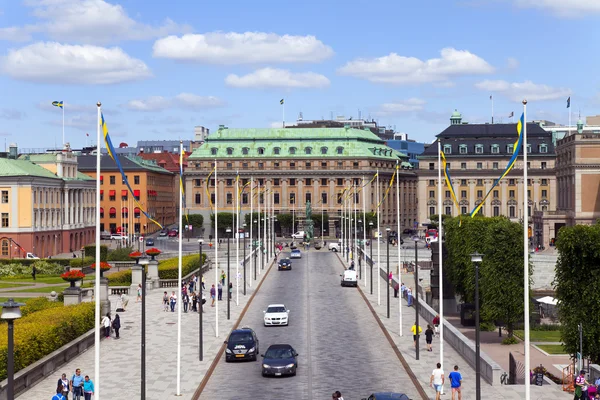 Stockholm. Kraliyet Sarayı esplanade şehir görünümü — Stok fotoğraf