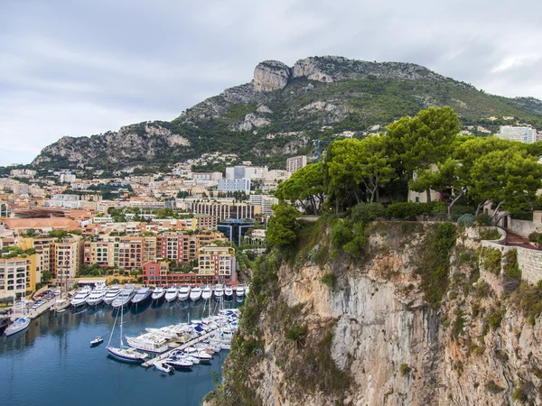 Il Principato di Monaco. Vista del porto, yacht e zone residenziali con un punto alto — Foto Stock