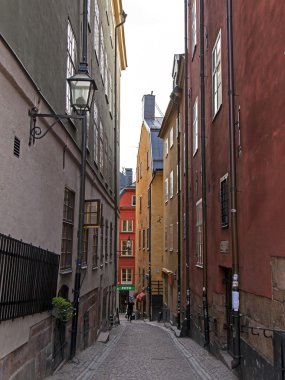 Stockholm, adanın gamla stan. eski şehir mimarisi