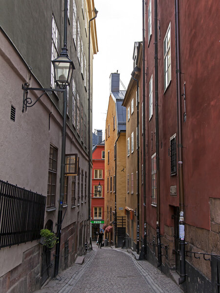 Stockholm , the island of Gamla Stan . The architecture of the old town
