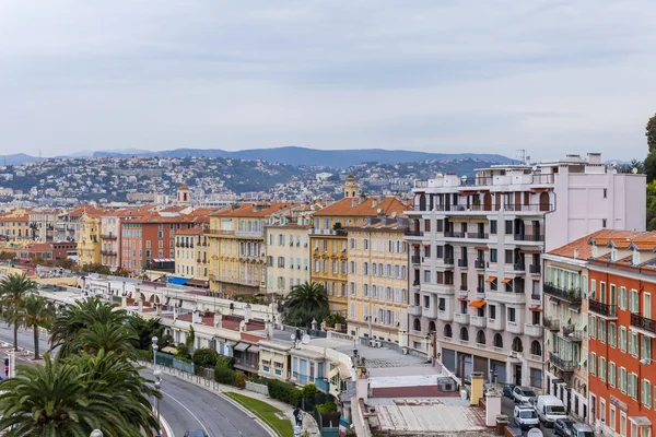 France , Nice, October 14, 2014 . View of the Promenade des Anglais from the hill Chateau — Stock Photo, Image