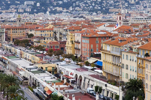 France , Nice, October 14, 2014 . View of the Promenade des Anglais from the hill Chateau — Stock Photo, Image