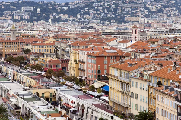 France , Nice, October 14, 2014 . View of the Promenade des Anglais from the hill Chateau — Stock Photo, Image