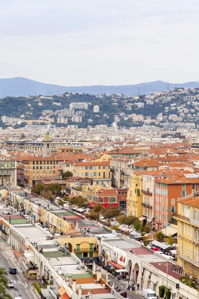 France , Nice, October 14, 2014 . View of the Promenade des Anglais from the hill Chateau — Stock Photo, Image