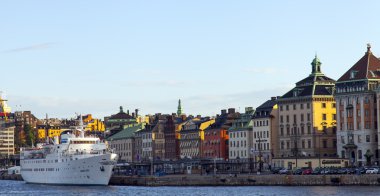 Stockholm, İsveç. liman bölgesinde tipik görünümü