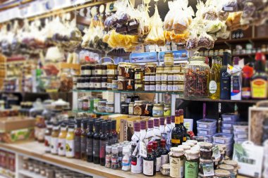 Stockholm, İsveç. merkez çarşı içi. İsveç ticaret ürünleri