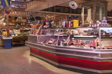 Stockholm, İsveç. merkez çarşı içi. İsveç ticaret ürünleri