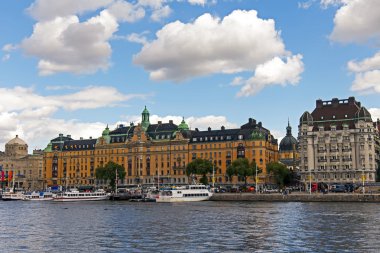 Stockholm, İsveç. İskandinav mimarisi tipik ayrıntıları. Waterfront