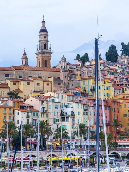 France , Cote d'Azur , Menton. View of the old city from the sea — Stock Photo, Image