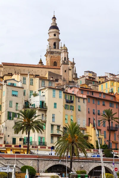 France, Menton, View of the old town — стоковое фото