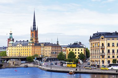 Stockholm, İsveç. Panorama waterfront