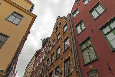 Stockholm, İsveç. eski şehrin tipik görünümü