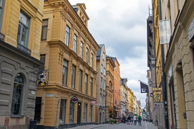 Stockholm, İsveç. eski şehrin tipik görünümü