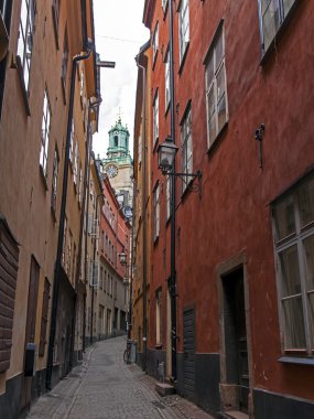 Stockholm, İsveç. eski şehrin tipik görünümü