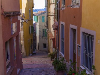 Fransa, cote d'azur, villefranche. Provence tarihi kentin tipik mimari