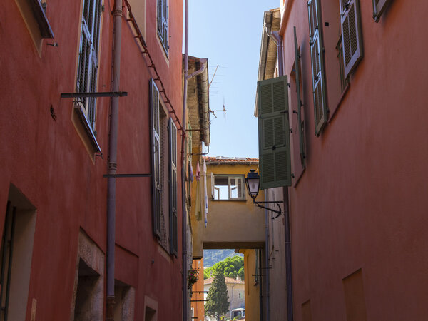 France , Cote d'Azur , Villefranche. Typical architecture of the old town in Provence